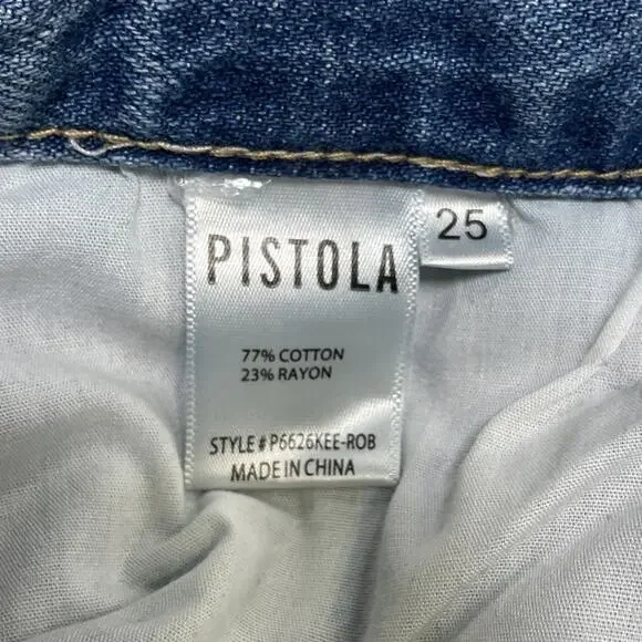 Pistola Distressed Blue Presley Straight Denim Jeans Size 25 - Picture 5 of 5